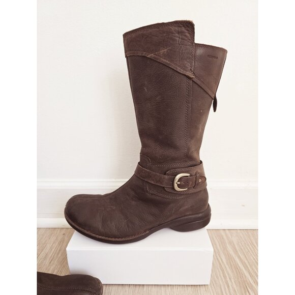 Merrell Captiva Buckle Espresso Brown Leather Mid Calf Zip Winter Shoes Boots 10 - Picture 2 of 11
